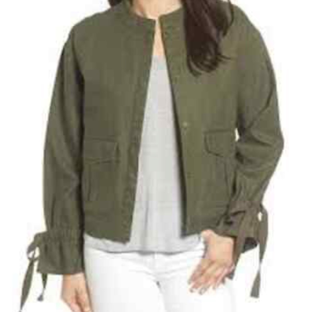 Caslon Linen Blend Tie Sleeve Jacket size Small